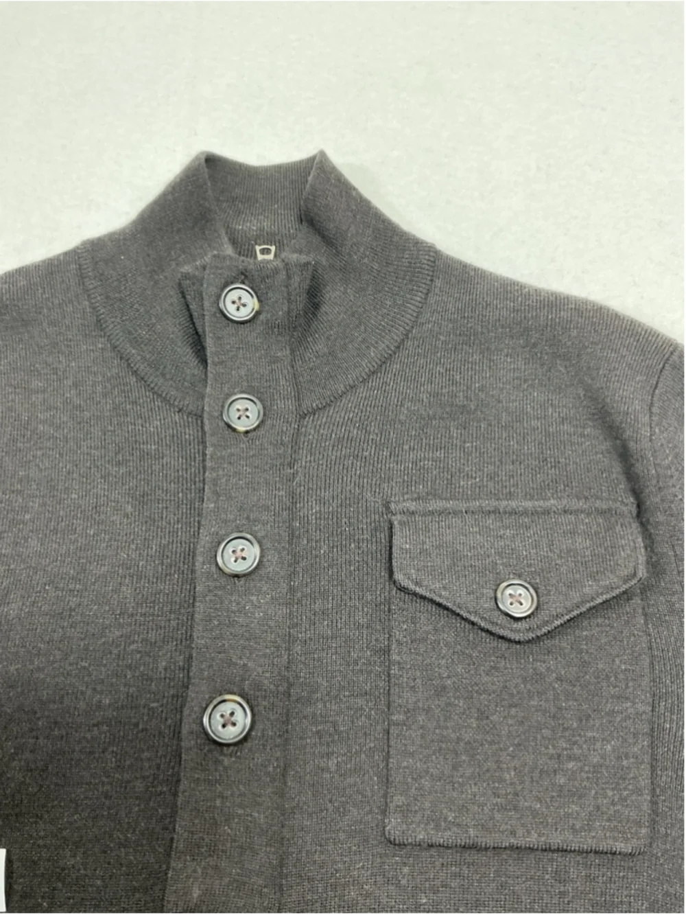 Mens Excellent Bananna Republic Sweater Medium Brown Pullover 1/4 Button Up